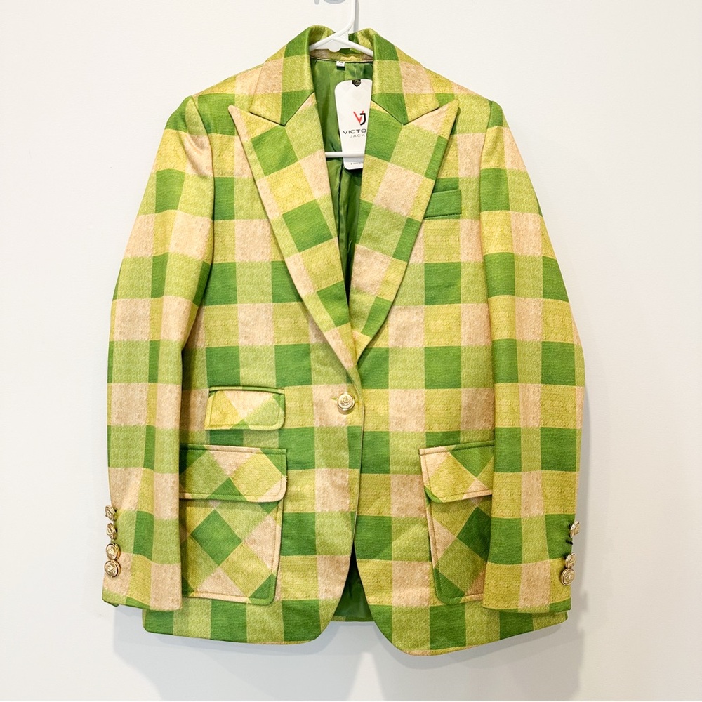 Victoria Jacket Women’s Green Plaid Blazer XS